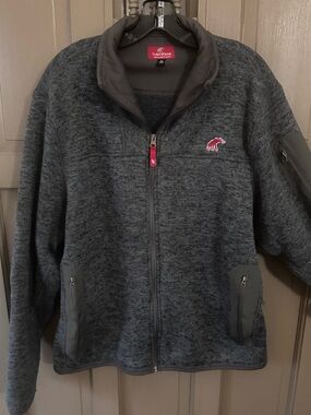 TuskWear Collection Men's Charcoal Zip Fleece Jacket with Red Alabama Logo Tag